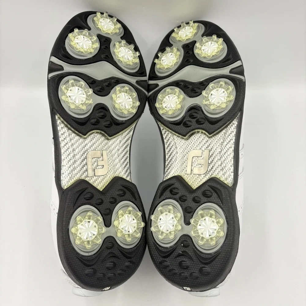 FootJoy DryJoys BOA Shoes Size 8 White Leather Golf Spikes Waterproof 99017
